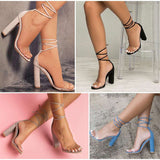 Summer Women Thin Heels Shoes Sandals Transparent Gladiator Ankle Strap Pump Party Wedding Ladies Plus Mart Lion   