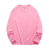 100% Cotton Long SleeveT Shirt Casual Basic Loose Tshirt Women Summer Oversized Solid Tees Korean Female Tops Mart Lion Pink S (45-50KG) 