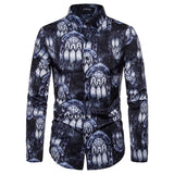 Shirts Men's Dress Casual Abstract Spider Web Print Long Sleeve Camisa Social Gradient Elasticity Mart Lion YS026 S 