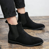 Boots Men's Black Flock Handmade Shoes Ankle Slip on with Mart Lion black 38 
