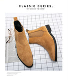 Chelsea Boots Men's  Faux Suede brown Classic Casual Versatile British Style Slip-On Ankle Mart Lion   