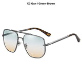 JackJad Vintage Classic Metal Pilot Style Polarized Sunglasses Driving Brand Design Shades 8108 Mart Lion C3 Gun Green-Brown Polarized 