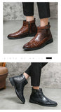 Boots for Men's Brown Black Blue Short Boots Ankle Buckle Strap Mart Lion   