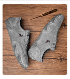  Men Handmade Genuine Leather Boots Low-Top Winter Waterproof Flat Round Toe Male Ankle Mart Lion - Mart Lion