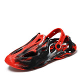 Men's Slipper Outdoor Sports Shoes Street Sandals Garden Footwear Light Weight Slippers Popular Hole Mart Lion Black Red 36 