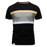 Striped Cotton T-shirts Men's O-neck Slim Fit Causal Designer Summer Short Sleeve Clothing Mart Lion TS160-Black CN Size M 55-65kg 