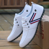 Autumn Men's Sneakers Shoes Winter Casual Solid Leather Shoe Sport Flat Round Toe Light Breathable Mart Lion 022-White 47 