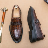 Brown Loafers Men Crocodile Pattern Breathable Slip-On Casual Shoes Zapatos De Hombre Mart Lion brown 38 
