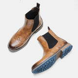 Brogue Chelsea Men Boots Classical American Style Leather Mart Lion   