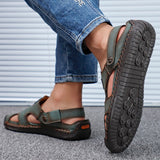 Summer Men's Sandals Outdoor Non Slip Soft Slippers Leather Beach Sandals Classic Roman Flat Wading Shoes Mart Lion   