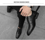 Vintage Mesh Men Oxford Shoes Genuine Leather Lace Up Dress Shoes British Style Pointed Toe Business Wedding Shoes Men - MartLion
