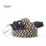 Stretch Canvas Leather Belts for Men's Female Casual Knitted Woven Military Tactical Strap Elastic Belt for Pants Jeans Mart Lion Style I 100cm 