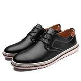 Leather Shoes Men's Flats Luxury Oxford Lace Up Wedding Formal Casual Mart Lion   