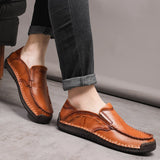 Men Handmade Shoes Genuine Leather Casual Outdoor Soft Homme Classic Ankle Non-slip Flats Trend Mart Lion   