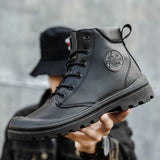  Men Casual Shoes PU Waterproof High Black Profile Thick Soled Mart Lion - Mart Lion