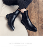 Chelsea Boots Men's Boots PU Black Classic Casual Street High Top Slip-On Elegant Short Mart Lion - Mart Lion