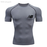 Compression Quick dry T-shirt Men's Running Sport Skinny Short Tee Shirt Male Gym Fitness Bodybuilding Workout Black Tops Clothing Mart Lion picture color 19 XL 