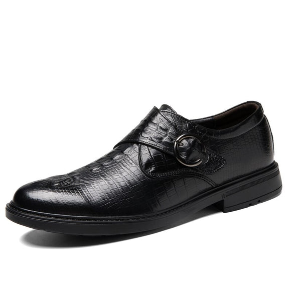 100% Genuine Leather Shoes Men's Dress Shoes Formal Oxfords Sapato Social Masculino Mart Lion Black crocodile 5.5 