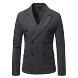 Saco Hombre Elegante Men's Suits Jackets Vintage Double Breasted Plaid Dress Coat Classique Homme Mart Lion 9839-Dark Grey M 