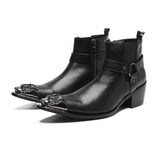 Men boots Red Rivet Tip Leather Model Social contact Increase Show Patent leather high-heeled Mart Lion black 2 36 