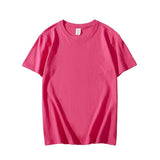 100% Cotton T Shirt Women Summer Casual Solid T-shirts Oversized Solid Tees Short Sleeve Female Basic Loose Soft Tops Mart Lion Rose Red S 