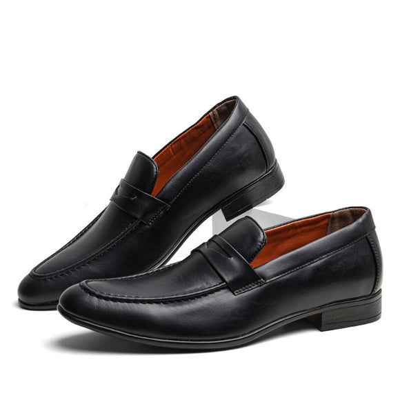  Casual Men's Moccasins Slip on Formal Loafers Leather Black Loafers with Mart Lion - Mart Lion