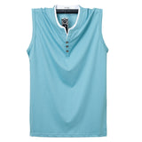 Men's Sleeveless Cotton Tank Top Solid Muscle Bodybuilding Vest Undershirts O-neck Gym Clothing T-shirt Street Workout Vest Mart Lion Sky blue L 