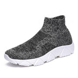 Autumn Classic Khaki Men's High-top Sneakers Weave Breathable Sneakers Slip-on Platform Jogging Shoes Casual Mart Lion gray 8023-1 38 