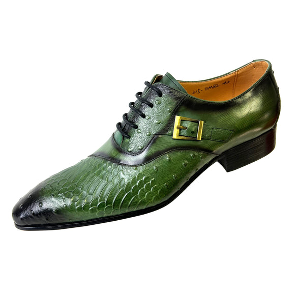 LUXURY MEN'S OXFORD SHOES GENUINE LEATHER PRINTS GREEN LACE UP POINTED TOE OFFICE WEDDING DRESS FORMAL OXFORD Mart Lion Green 7 