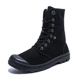 Men's Outdoor Shoes Boots Thick Soled High Top Canvas Flanging Sneakers Mart Lion Black 39 