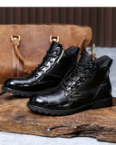 Men Boots Retro Middle Leather Mart Lion   