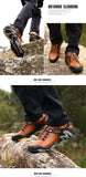 Brown Outdoor Men's Hiking Shoes Genuine Leather Trail Climbing Sports Sneakers Waterproof Trekking Mart Lion   