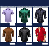  Brown Solid Casual Shirts Men's Blue Paisley Color Contrast Dress Shirt Designer Men's Clothing Mart Lion - Mart Lion