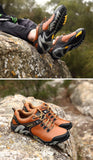 Brown Outdoor Men's Hiking Shoes Genuine Leather Trail Climbing Sports Sneakers Waterproof Trekking Mart Lion   