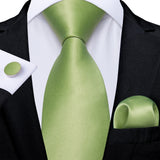 DiBanGu Pink Solid Silk Ties for Men's Pocket Square Cufflinks  Accessories 8cm Necktie Set Mart Lion N-7814  