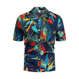 Men's Hawaiian Shirt Casual Colorful Printed Beach Aloha Short Sleeve Camisa Hawaiana Hombre Mart Lion 03 blue Asian 2XL for 80KG 