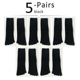 Veridical 5 Pairs/Lot Cotton Five Finger Socks For Men's Solid Breathable Harajuku Socks With Toes Mart Lion Black EU39-45  US7-11 