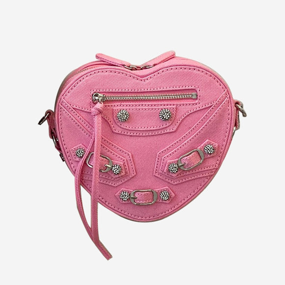  Heart Shaped Women Small Tote Handbags PU Leather Purses Female Canvas Crossbody Bag With Rivet Mart Lion - Mart Lion