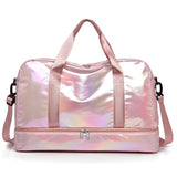 Women Travel Bag Luggage Dry Wet Separation Storage Bag Fitness Handbags Waterproof Shoulder Mart Lion Pink  