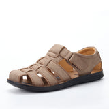 Leather Men Sandals Comfortable Lightweight Retro Sandals Summer Men shoes Mart Lion 206 Khaki 40 