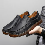 Genuine Leather Handmade Oxford Sole Shoes Men Casual Luxury Brand Loafers Breathable Black Driving Mart Lion   