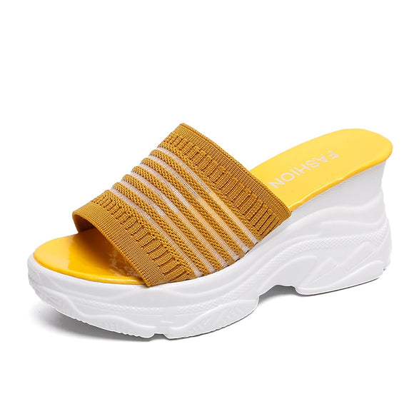  Chunky Slippers Women Sole Wedges Heels Flip Flops Casual Shoes Waterproof Platform Slippers Ladies Sandals White Mart Lion - Mart Lion