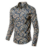 Camisa Flores Hombre For Men's Dress Shirts Designer Vintage Clothes Long Sleeve Floral Print Camisa Social Formal Mart Lion No. 5 M 45-54KG 