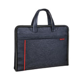 Briefcase Portable Document Bag Canvas Men's And Women A4 Office Zipper Multi-layer Waterproof Information Conference Bag Mart Lion Black  