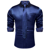 Green Plaid Splicing Contrasting Colors Long Sleeve Shirts For Men's Designer Stretch Satin Tuxedo Clothing Blouses