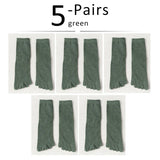 Veridical 5 Pairs/Lot Cotton Five Finger Socks For Men's Solid Breathable Harajuku Socks With Toes Mart Lion Green EU39-45  US7-11 
