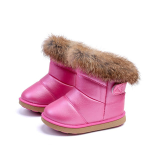 Girls Snow Boots Winter Plush Warm Solid Color Kids Ankle Boots Little Shoes Non-slip Student Shoes  Mart Lion