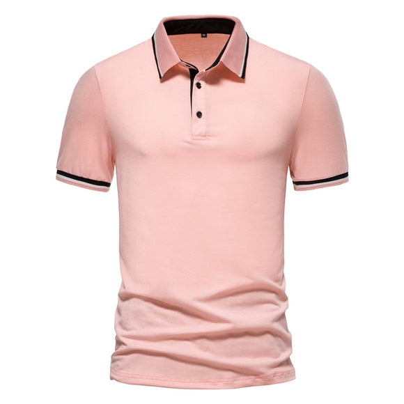 Pink Polo Manche Courte Homme Men's Summer Luxury Social Busines Camisa Polo Masculina Men's Golf Shirt Camisetas Top Mart Lion Pink US Size S 