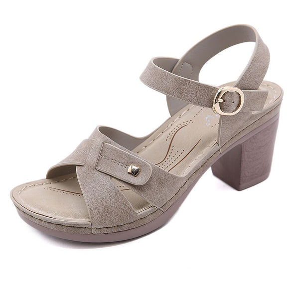  High Heels Sandals Women Summer Shoes Casual Ladies High Heel Mother Square Heel 7.5cm Mart Lion - Mart Lion