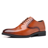 Classic Retro Brogue Shoes Men's Lace-Up Dress Office Leather Flats Wedding Party Oxfords Derby Mart Lion Brown 37 China